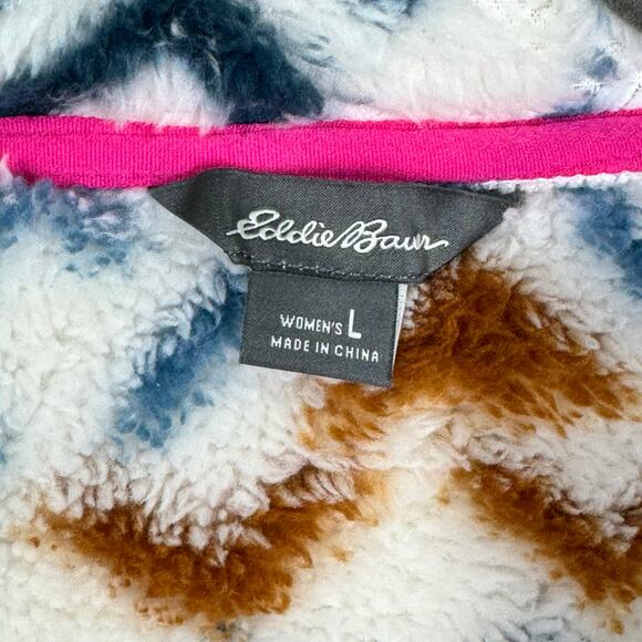 Eddie Bauer Aztec Print Soft Plush Fleece Pullover Sweater 1/4 Zip Size Large - Picture 6 of 7
